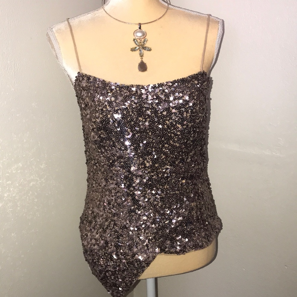 Mint Elegant Brown Cache Sparkly Top Silk - image 1